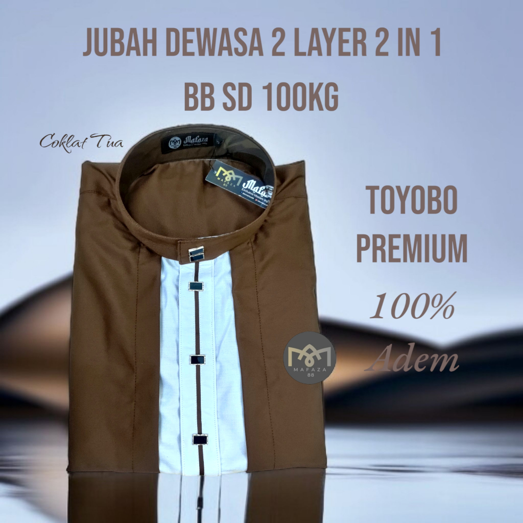 Jubah Gamis Pria Dewasa 2 Layer 2 in 1 TOYOBO PREMIUM ADEM Kancing Snap Impot Model Motif Haromain L