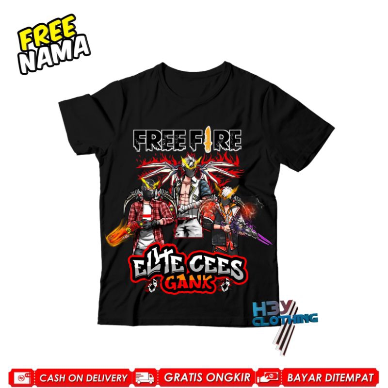 Baju Anak FF Kaos Anak Free Fire FF SG 2 JT OPM Baju Elite Cees Gank