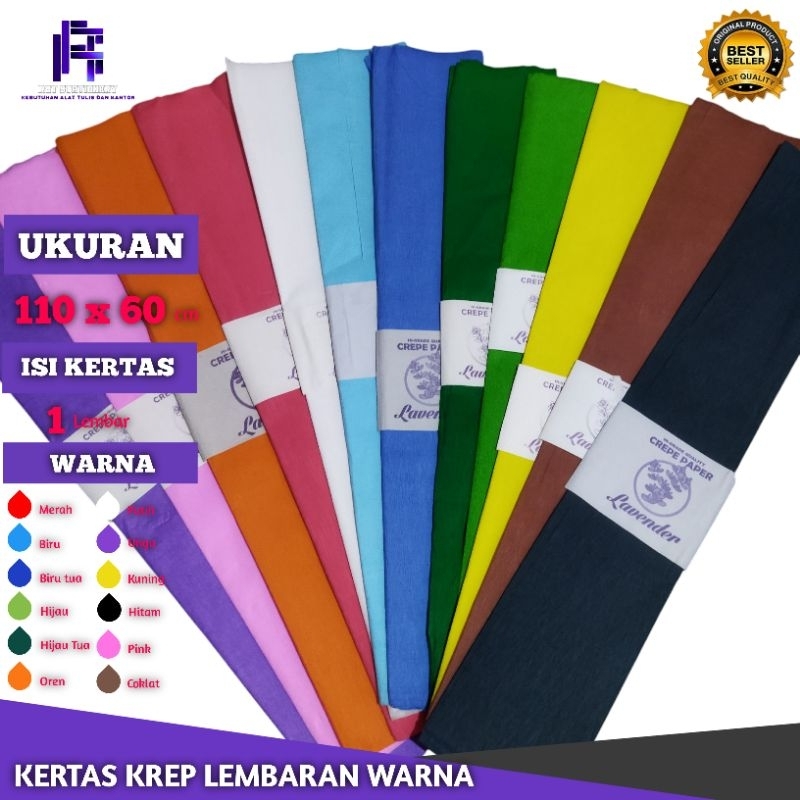 

Kertas Krep Lembaran Dekorasi Warna Perlembar