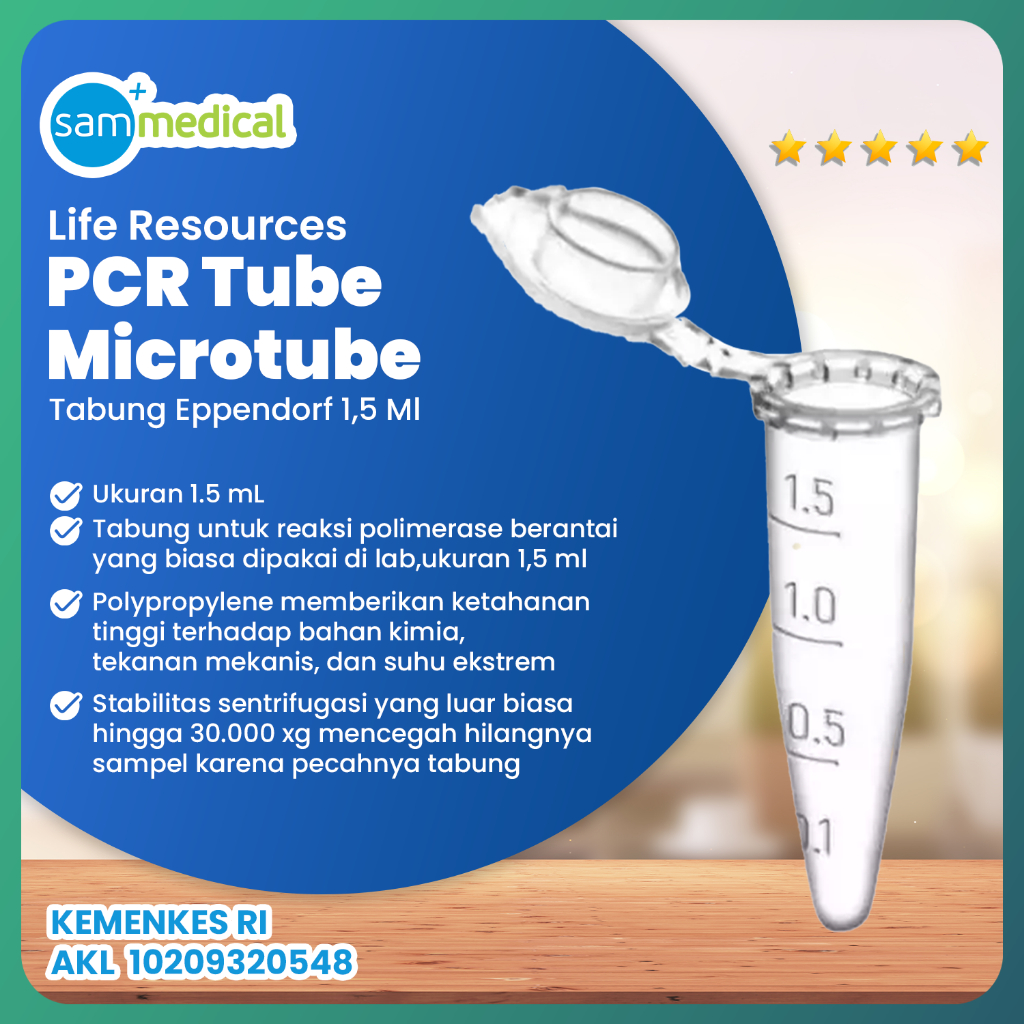 Liferesources PCR Tube Plastik / Eppendorf 1.5ml / PCR tube Centrifuge Plastic @ 500 pcs