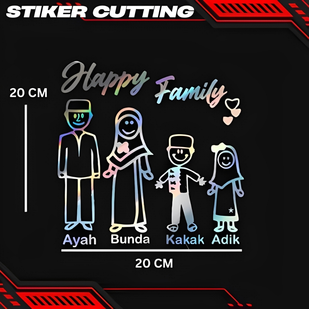 Sticker Cutting HAPPY FAMILY Cocok Untuk Mobil Stiker Cutting Termurah