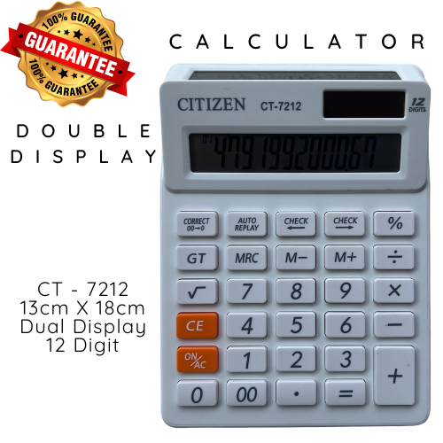 

Kalkulator Besar Dual Big Display CT 7212 Dua Layar Kasir Toko Dagang Pasar 12 Digit Auto Correct