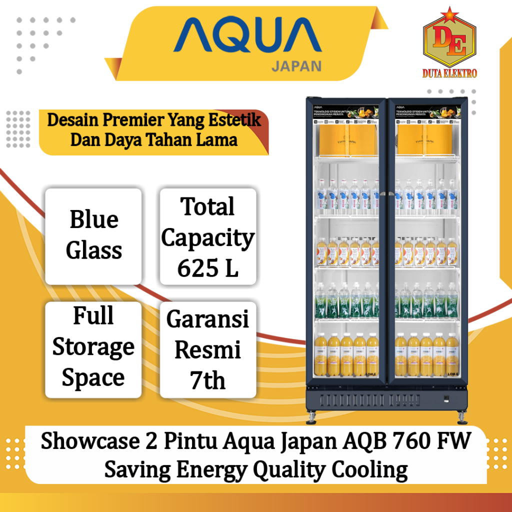 Showcase 2 Pintu Aqua Japan AQB 760 FW Saving Energy Quality Cooling