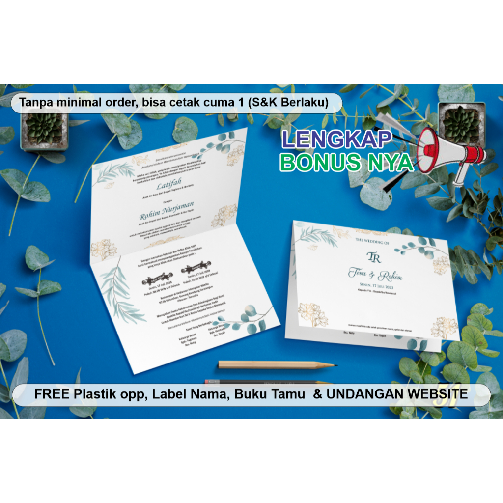 UNDANGAN PERNIKAHAN  VINTAGE foto / Tanpa Foto  Tanpa Minimal Order*  elegan, Murah, Proses  satu ha