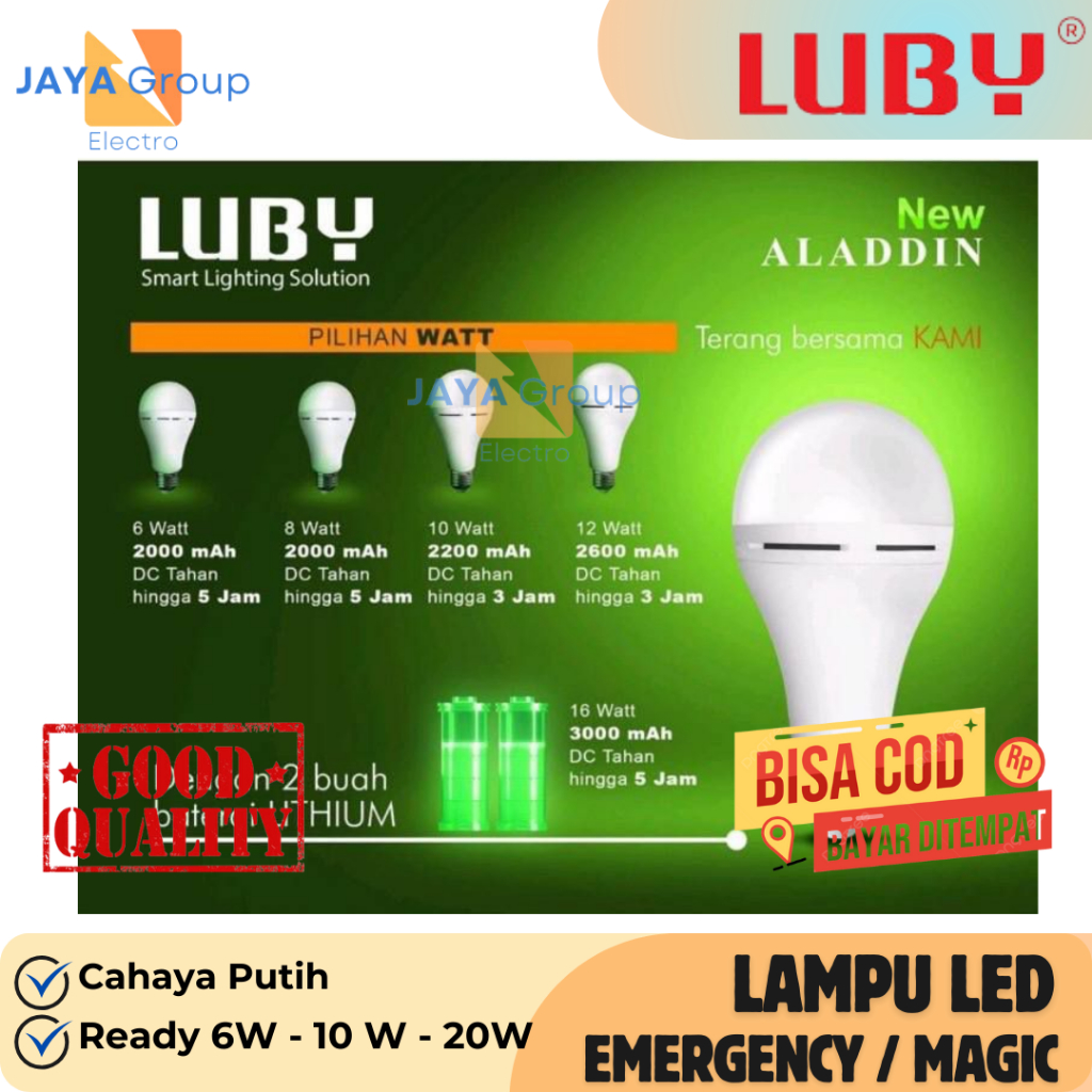 BOHLAM LAMPU LED EMERGENCY LAMPU DARURAT LUBY ALADIN
