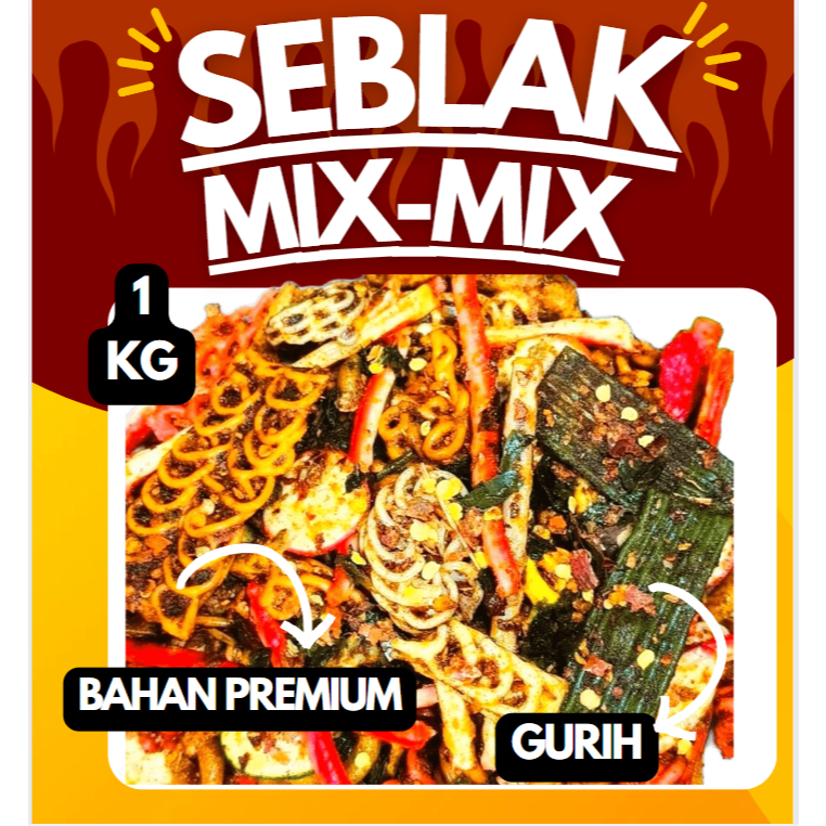 

KERUPUK SEBLAK MIX BUMBU ORIGINAL PEDAS DAN XTRA PEDAS DAUN JERUK KEMASAN 1KG