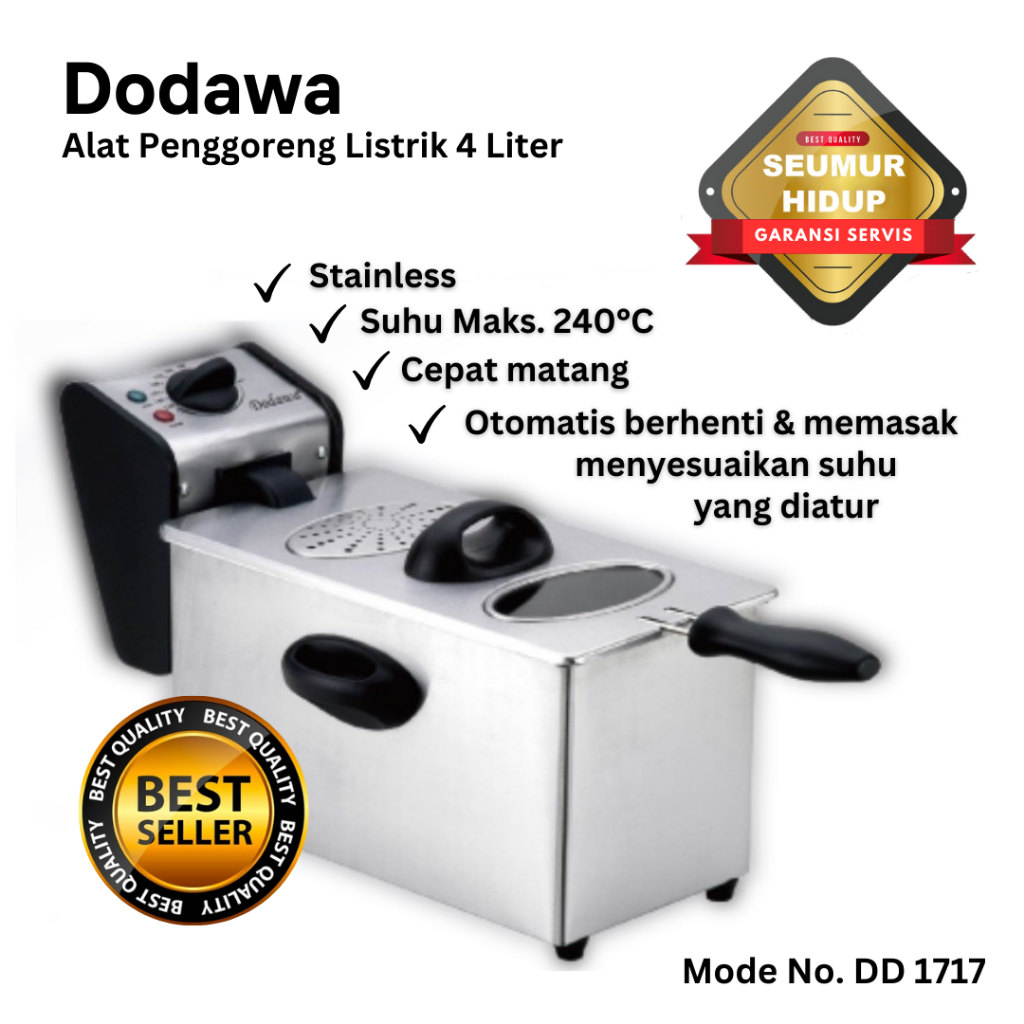 Dodawa Deep Fryer / alat penggorengan listrik / alat rebus mie / penggoreng kapasitas besar body sta