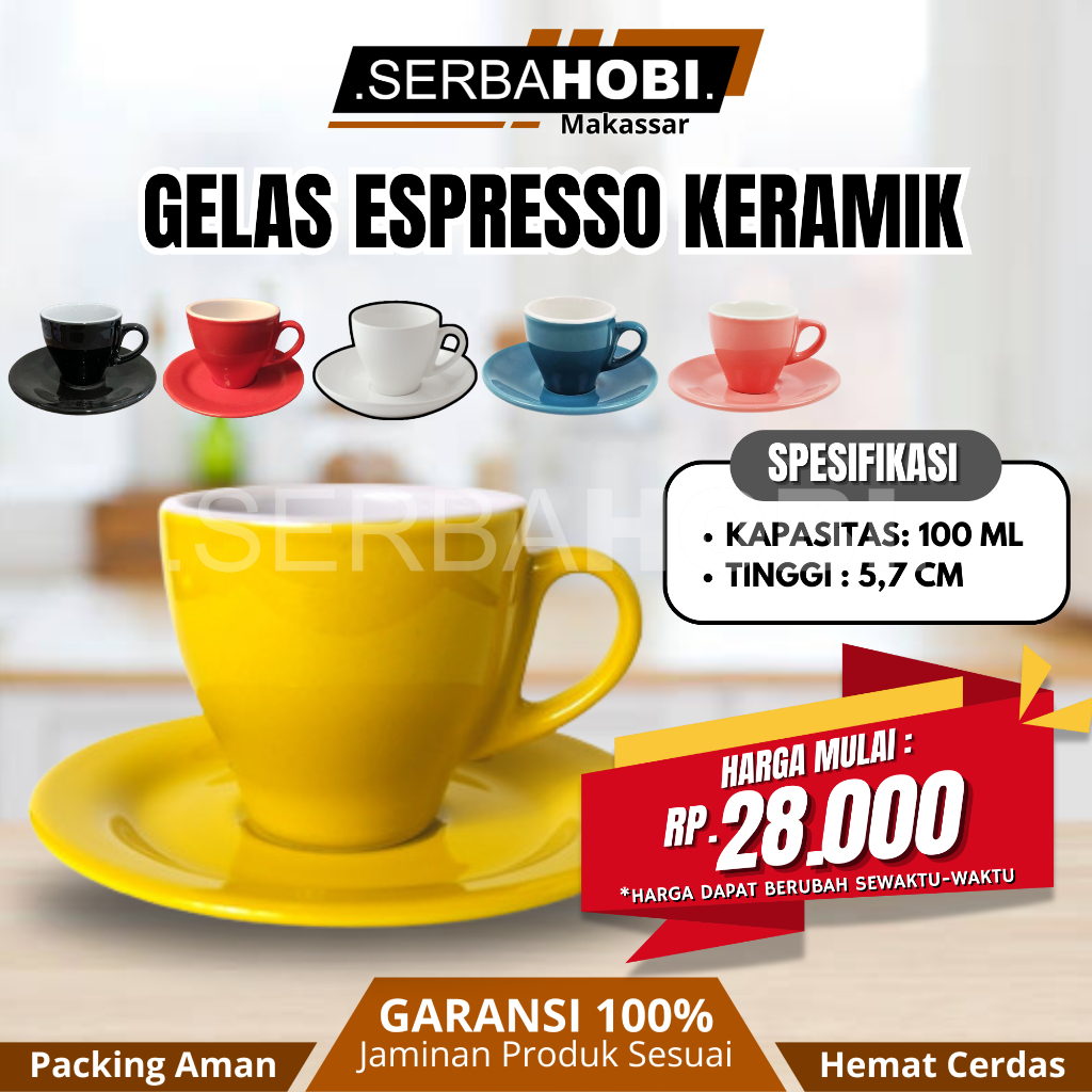 Gelas Kopi Espresso Dengan Tatakan Keramik / Gelas Cafe