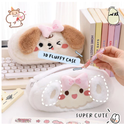 

House Station - Kotak Pensil Bulu Fluffy Aesthetic and Cute Pencil Case Bulu Kotak pensil Travel Pouch Make Up Kotak Makeup Skincare Kotak Pensil Sleting