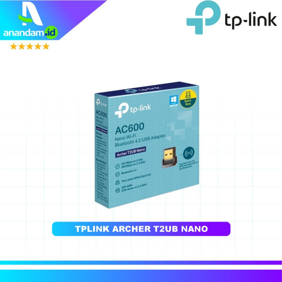 TPLINK ARCHER T2U NANO AC600 Wireless Dual Band Mini USB Adapter - ARCHER-T2U-NANO