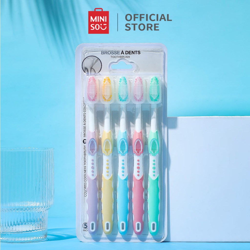 Miniso Sikat Gigi Colored Coolness Toothbrush 1 Set Isi 5 Pcs