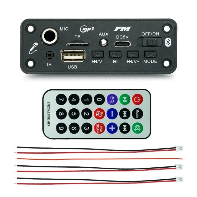 2x5W Modul Mp3 Player Stereo Amplifier DC 3.7V - 5V Bluetooth Mic Karaoke