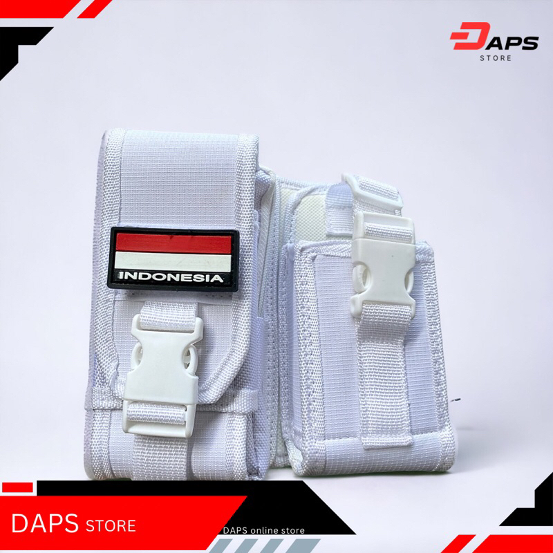 sarung hp pinggang tempat ht putih paket sarung hp + ht