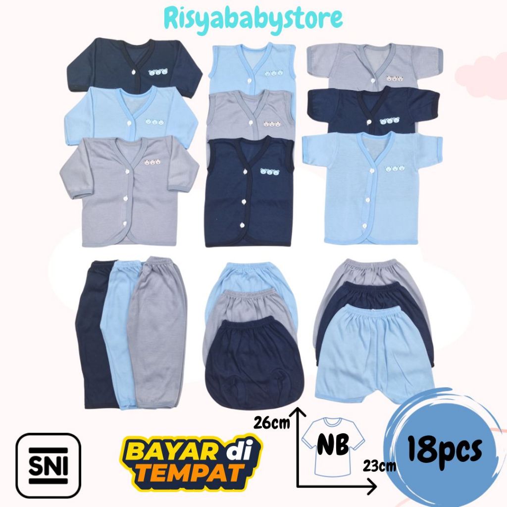 Paket 18pcs Baju bayi baru lahir Baju Bayi Set cowok newborn 0 6 bulan atasan Baju bayi baru lahir