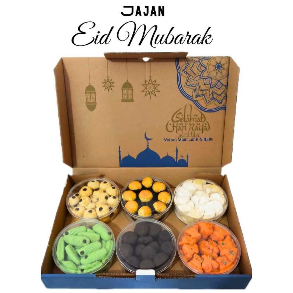 

Kue Lebaran Eid Mubarak | Jajan Lebaran isi 6 | Kue Kering enak murah halal | Paket hampers hari raya