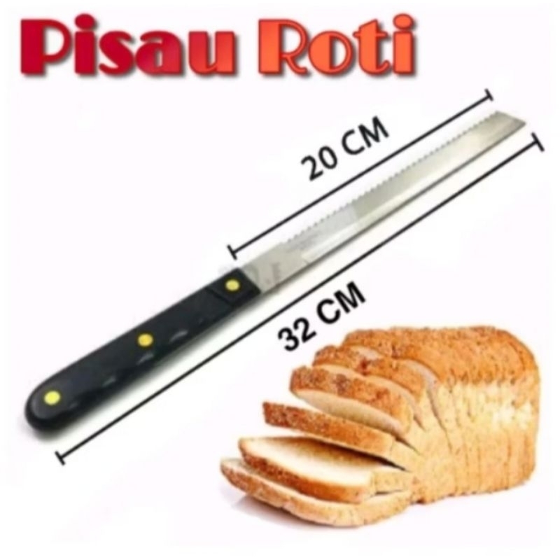 Pisau Roti Bakar 2 Sisi Grigi Panjang Stainless Murah / Pisau Roti Bakar Panjang / Pisau Roti