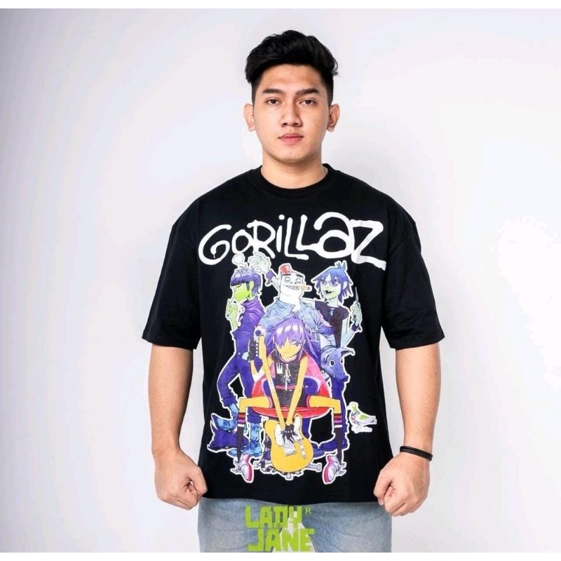 LADYJANE GORILAZ 1 TSHIRT OVERSIZE HITAM