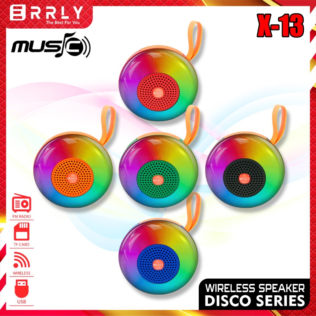 Speaker Bluetooth Portable ERRLY X13 LED RGB Light Speker Wireless Lampu Disco Bass TWS Connect
