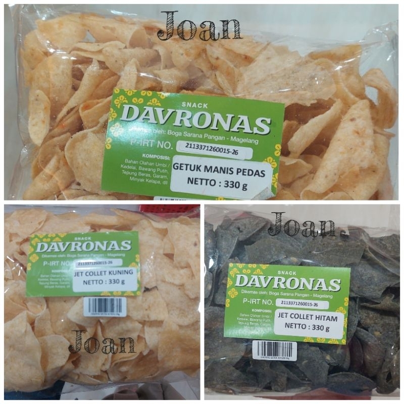 

GETUK MANIS PEDAS, JET COLLET KUNING & HITAM 330gr DAVRONAS / Camilan & Oleh Oleh Khas Magelang Jogja Solo