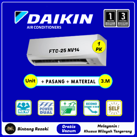AC  DAIKIN THAILAND 1.PK ( STANDARD ) + Pasang