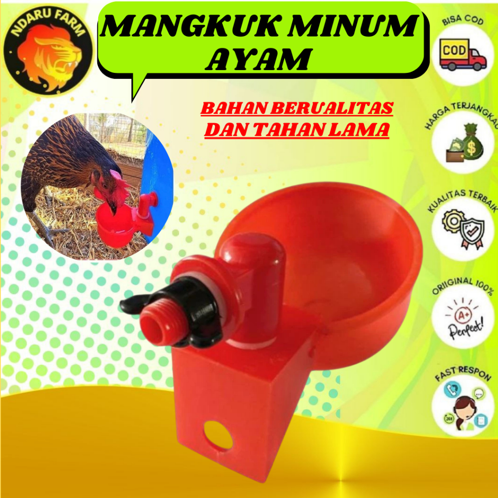 Cangkir Air Ayam Plastik Mangkuk Minum Merah untuk Peternakan Kandang Anak Ayam Bebek Angsa Kalkun B