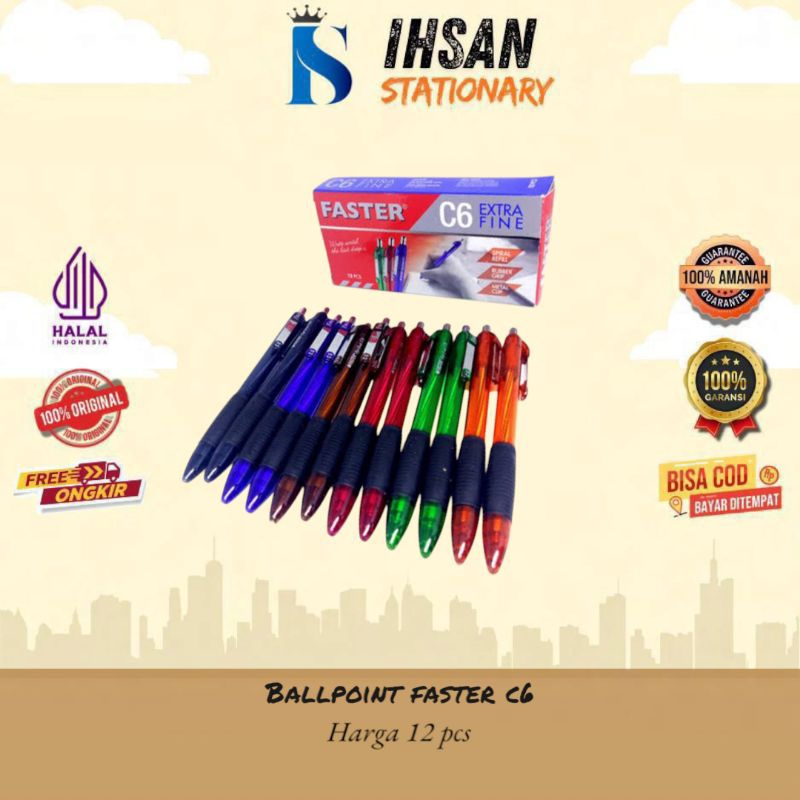 

Ballpoint Faster C6 Isi 12 Pcs (1 Lusin)