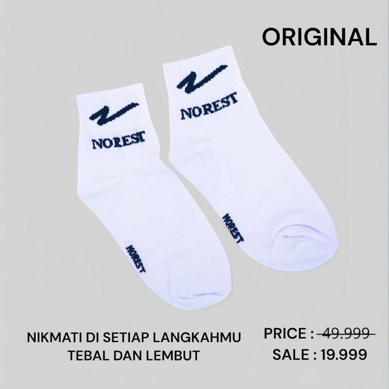 Kaos Kaki Original Norest Putih Hitam Pria wanita