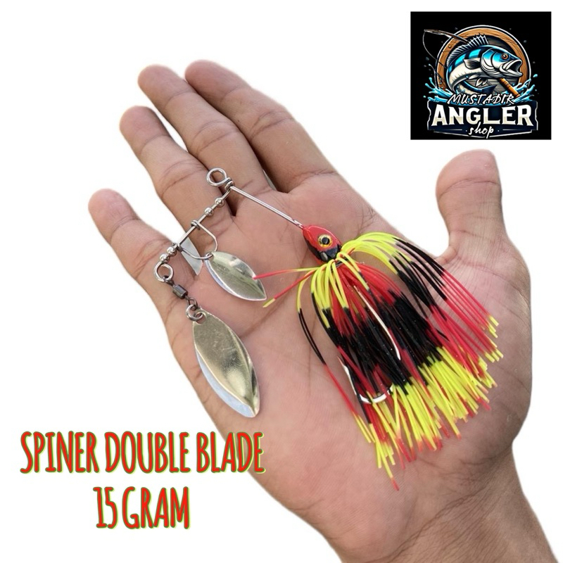 Spiner double blad berat 15gram umpan casting ikan gabus/toman