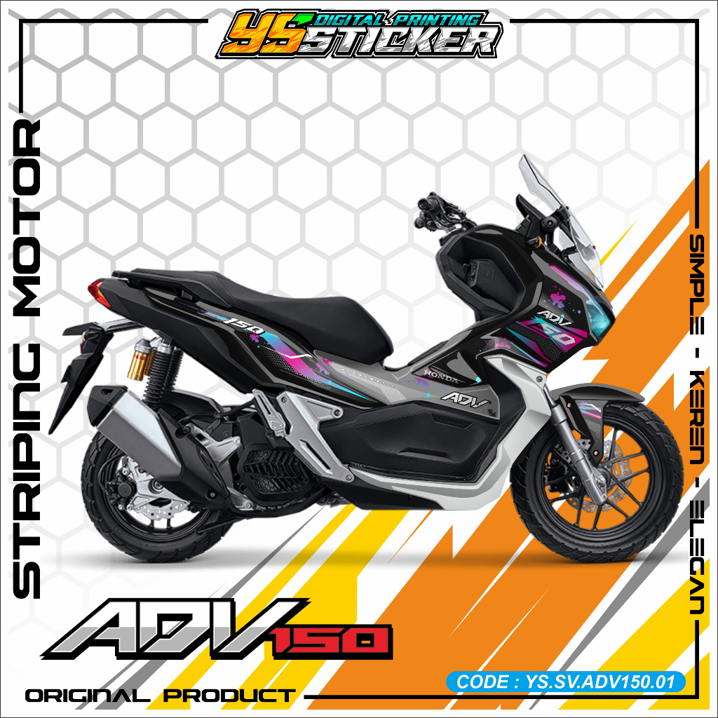 YS-01 Striping Motor HONDA ADV 150 - Striping Modifikasi Motif TWO COLOR sticker UV Transparant HOND