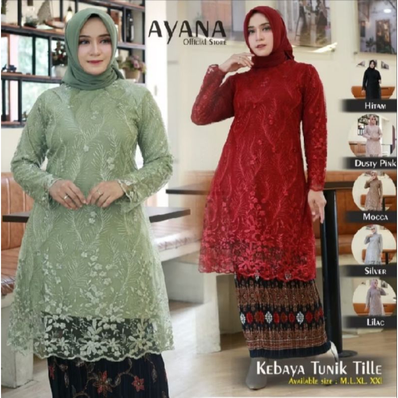 ATASAN+rok plisket(ATASAN+BAWAHAN) // STELAN TUNIK TILLE /ATASAN KEBAYA TUNIK MODERN/BAJU KURUNG/KEB