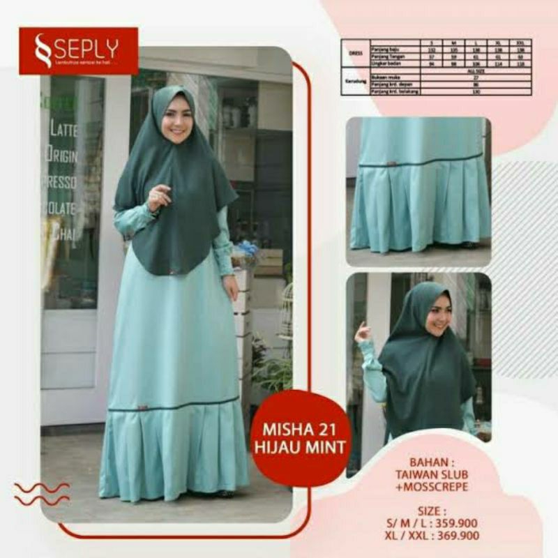 Gamis Misha 21 Hijau Mint Seply