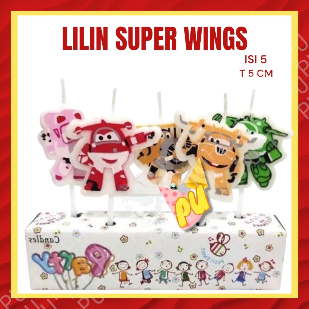 Lilin SUPER WINGS Isi 5 / Lilin Ulang Tahun Super Wings Jet Jerome
