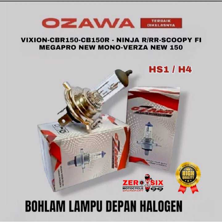Bohlam Lampu Depan Halogen [ OZAWA ] HS1/H4 12V 35/35W Motor - Vixion , Cbr150 , Cb150r , Ninja R / 