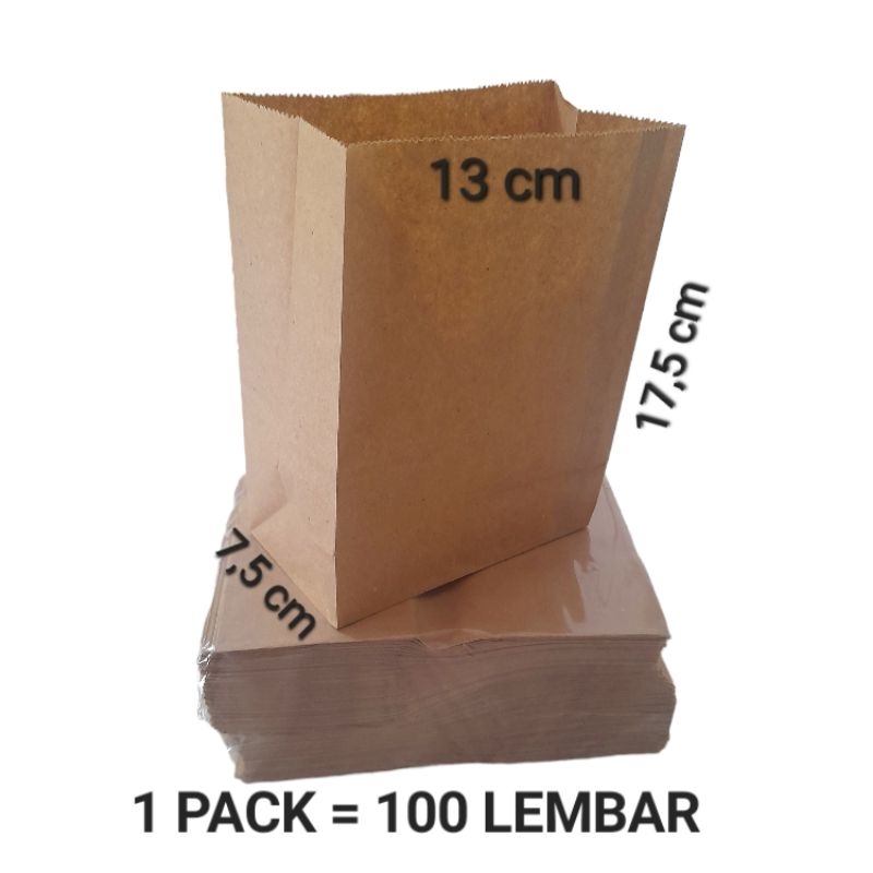 

Kantong kertas makanan kemasan paper bag brown kraft coklat paperbag fried chicken roti