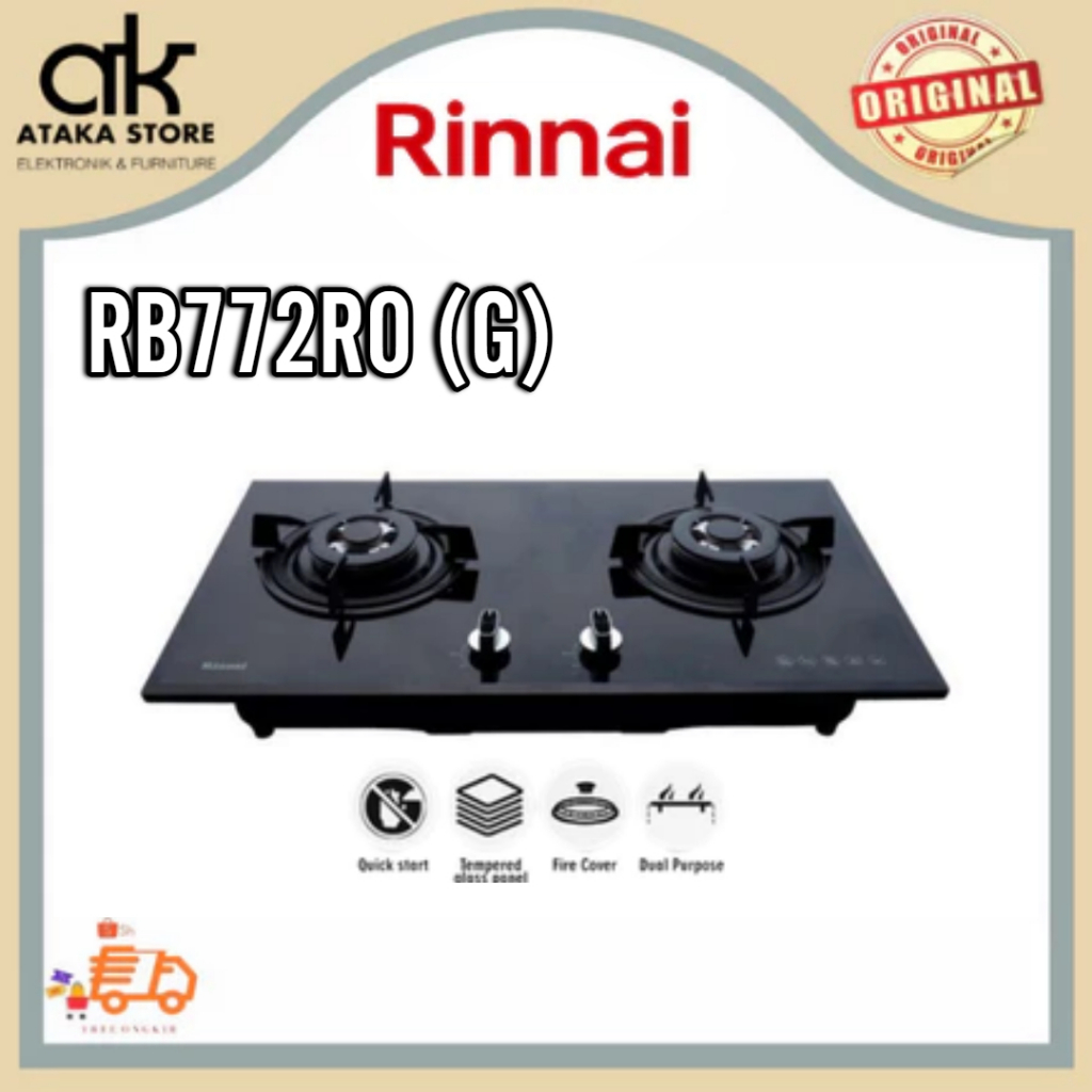 Kompor Tanam Rinnai 2 Tungku Rinnai RB772RO (G) Kompor Dua Tungku Tanam