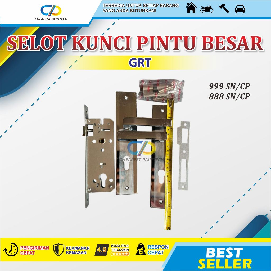 KUNCI PINTU BESAR SELOT PINTU GRT 999 SN/CP ;888 SN/CP