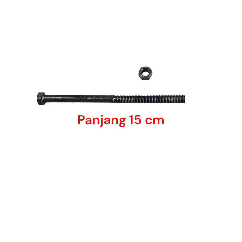 Baut Mur Hitam Drat Kasar Kunci 14 Panjang 15 Cm