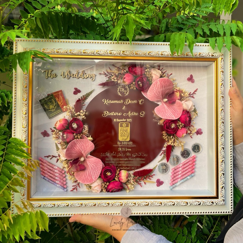 Mahar Frame Cotton Series 30x40 Frame Mahar Rustic Ukir Gold Pernikahan Wedding