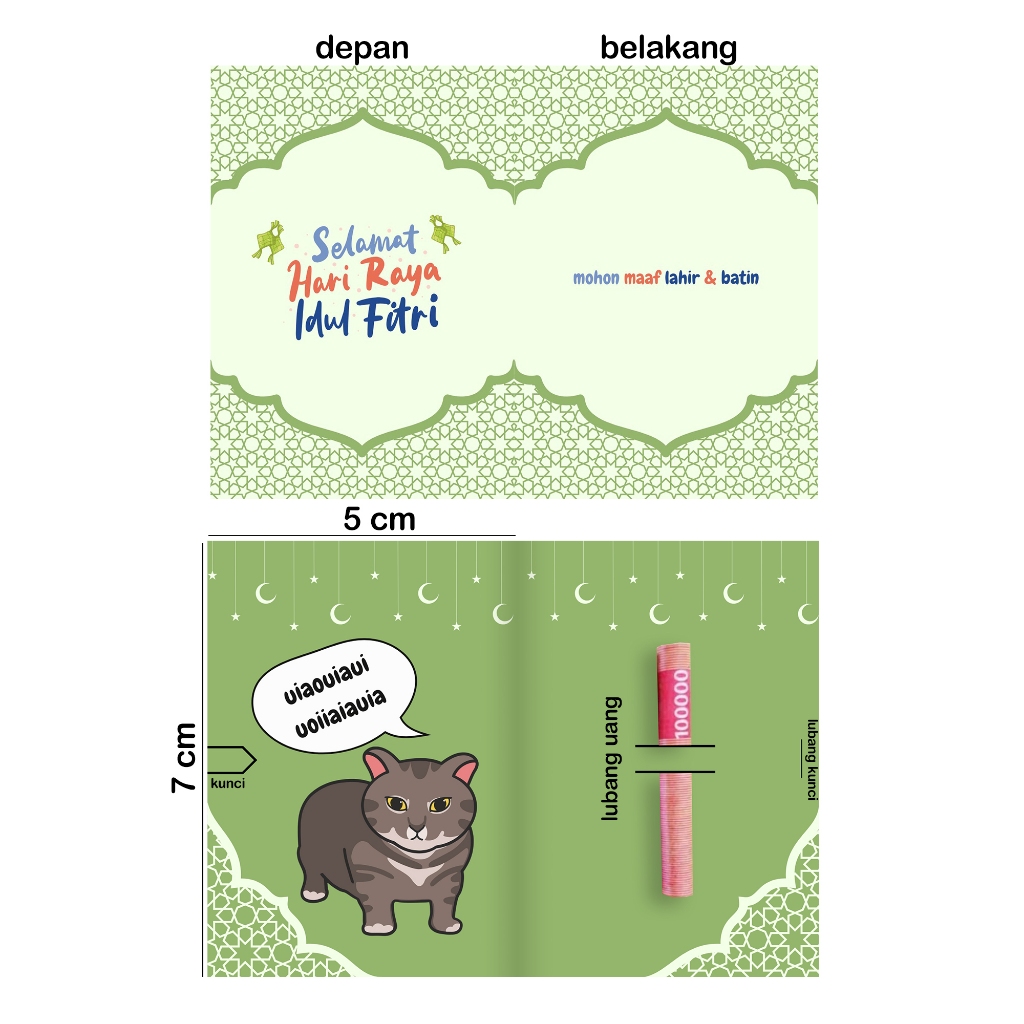 

Amplop Kartu THR / Kartu Amplop Lebaran Idul Fitri / Kartu Amplop Lucu / Kartu Amplop kucing meme