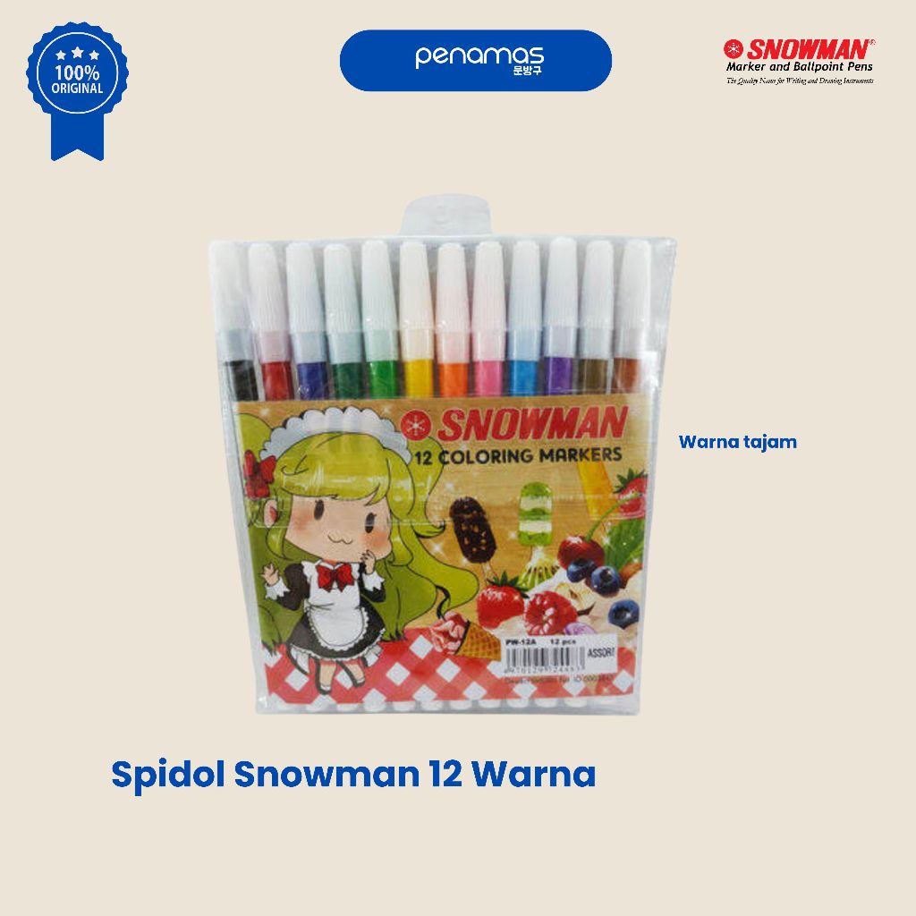 

SPIDOL SNOWMAN 12 WARNA / SPIDOL 12 WARNA / SET