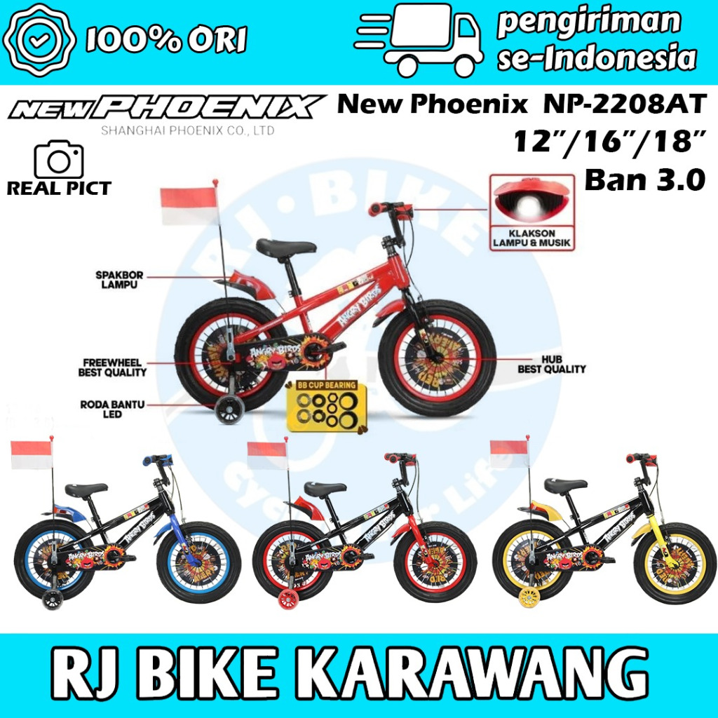 SEPEDA ANAK LAKI LAKI NEW PHOENIX BMX 2208 AT ANGRY BIRDS BAN 3.0