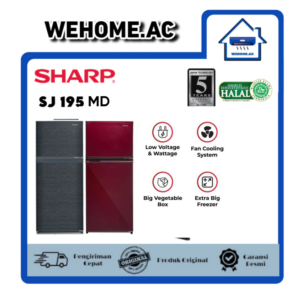 Kulkas Sharp 2 Pintu SJ 195-MD Kulkas 2 Pintu Sharp Lemari Es Sharp Dua Pintu