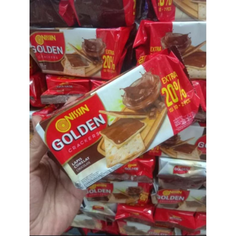 

NISSIN GOLDEN MALKIS CRAKERS RASA KEJU, COKLAT