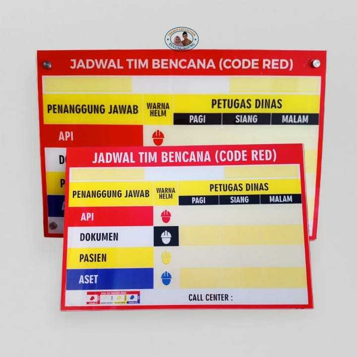 

Akrilik Code Red Jadwal Tim Bencana | Papan Siaga Bencana | Papan Red Code