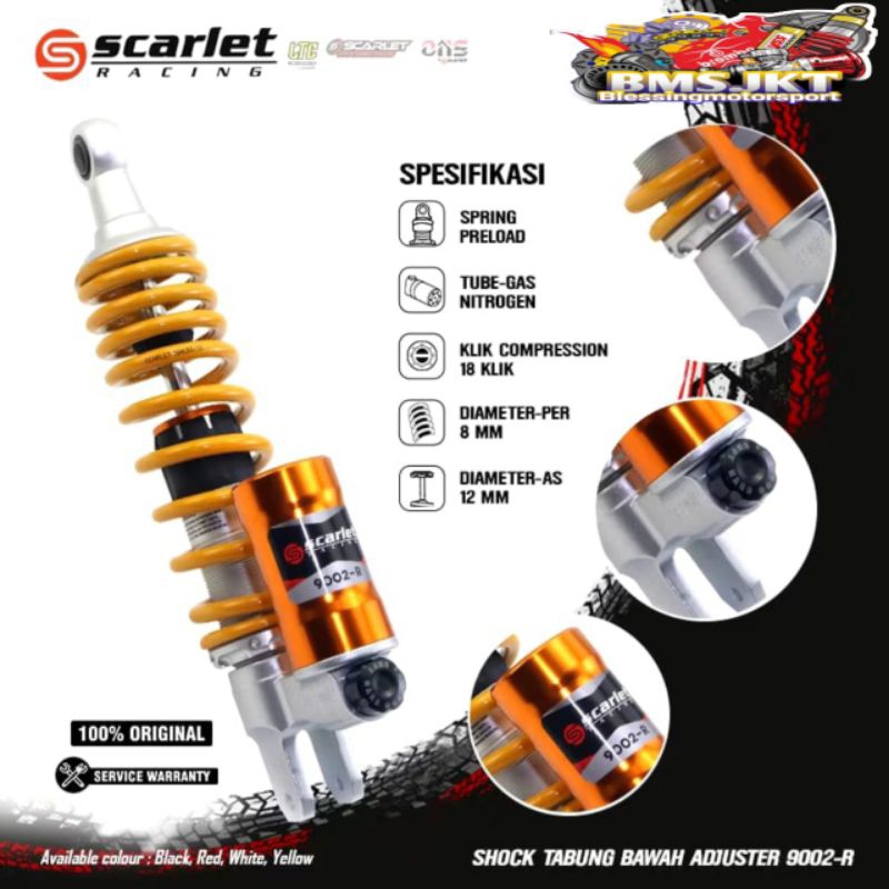 MonoShock Absorber Scarlet Shock Tabung Bawah Adjuster 9002 Vario Mio Scoppy Beat