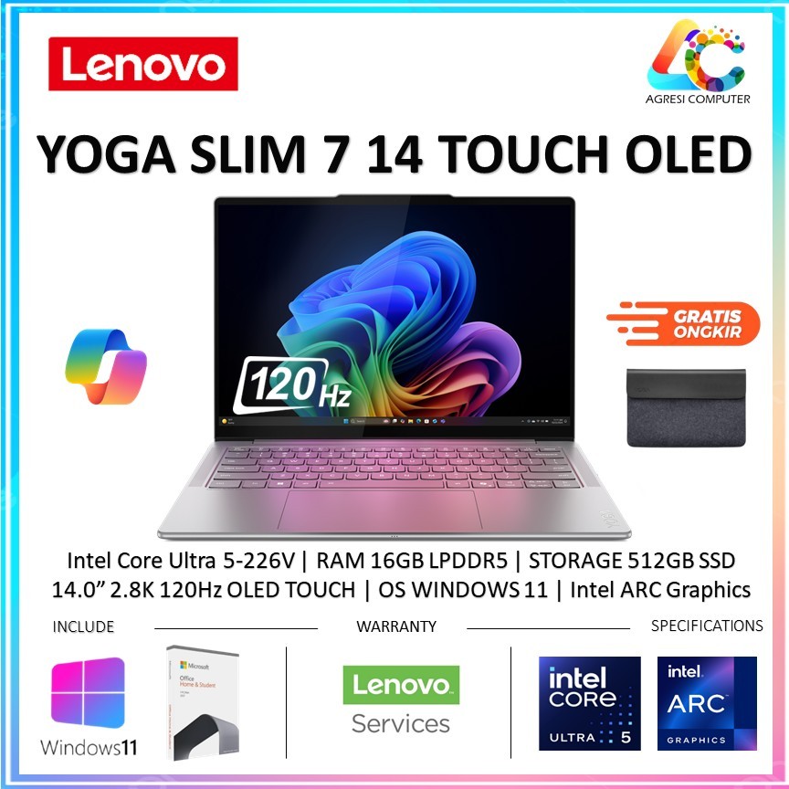 Lenovo Yoga Slim 7i 14 Touch OLED Ultra 5-226V EVO RAM 16GB 512GB SSD 14.0" 2.8K 120Hz OLED WIN 11