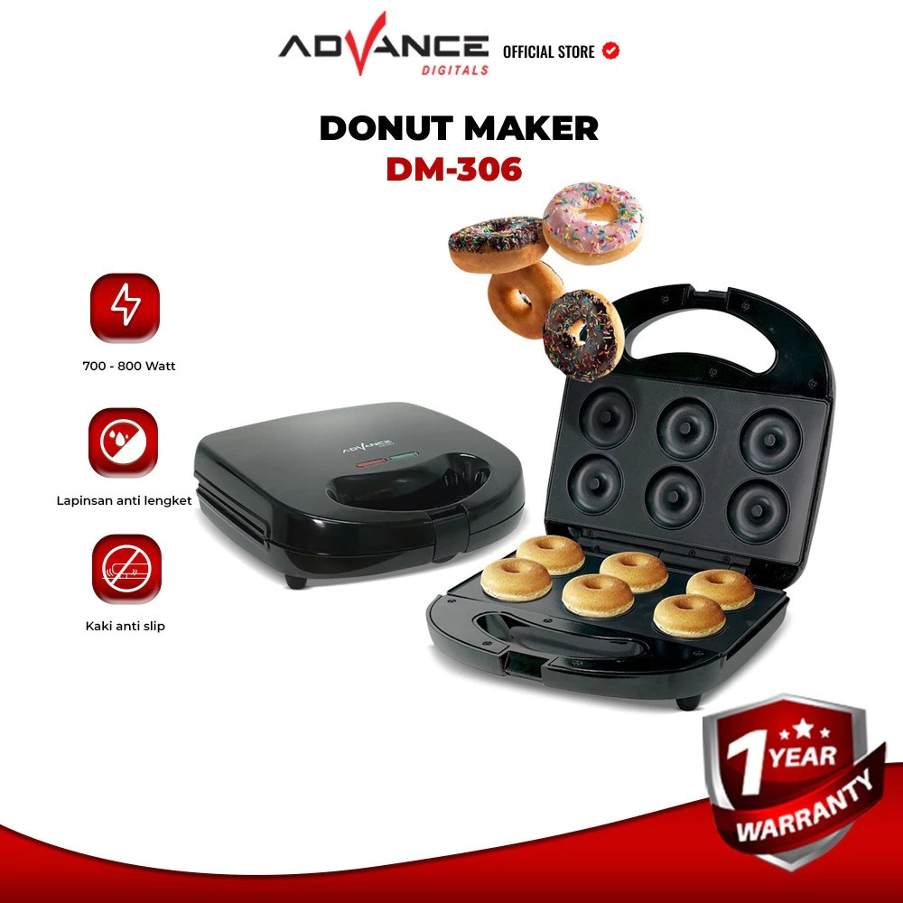 Advance Donut Maker DM-306 Alat Cetakan Donat Elektrik isi 6