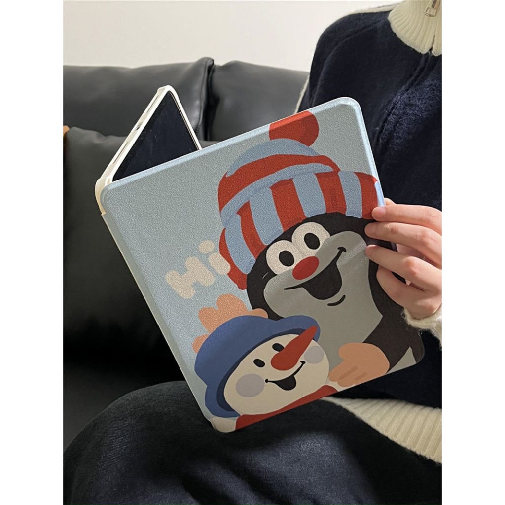 Cute Cartoon Mole snowman iPad Case For ipad air6 air5 4 3 ipad10th 9 8 7 6 Cover pro 2024 2022 2021