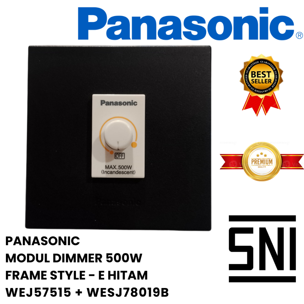 PANASONIC 1 GANG DIMMER 500W FRAME STYLE - E HITAM / WEJ57515 + WESJ78019B