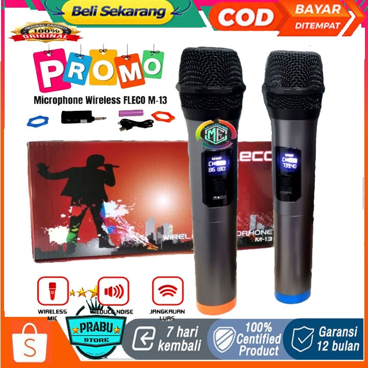 COD Mic Professional Wireless Microphone Double isi 2 Fleco M-13 / Mic Wireless Karaoke Fleco M-13 /